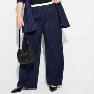 Wild Fable High-Rise Wide Leg Boxer slacks pants Trouser Navy Blue Pinstripe XXL